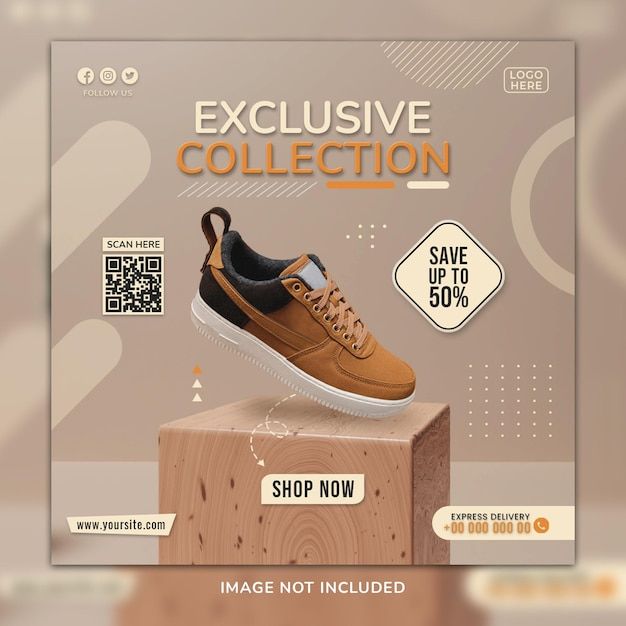Ilustrasi promo sepatu di ecommerce dengan banner dan diskon menarik