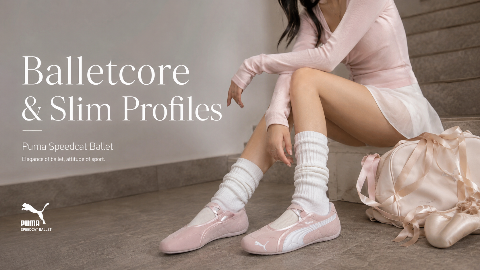 Tren balletcore 2026 dengan Puma Speedcat Ballet sepatu slim profile feminin viral