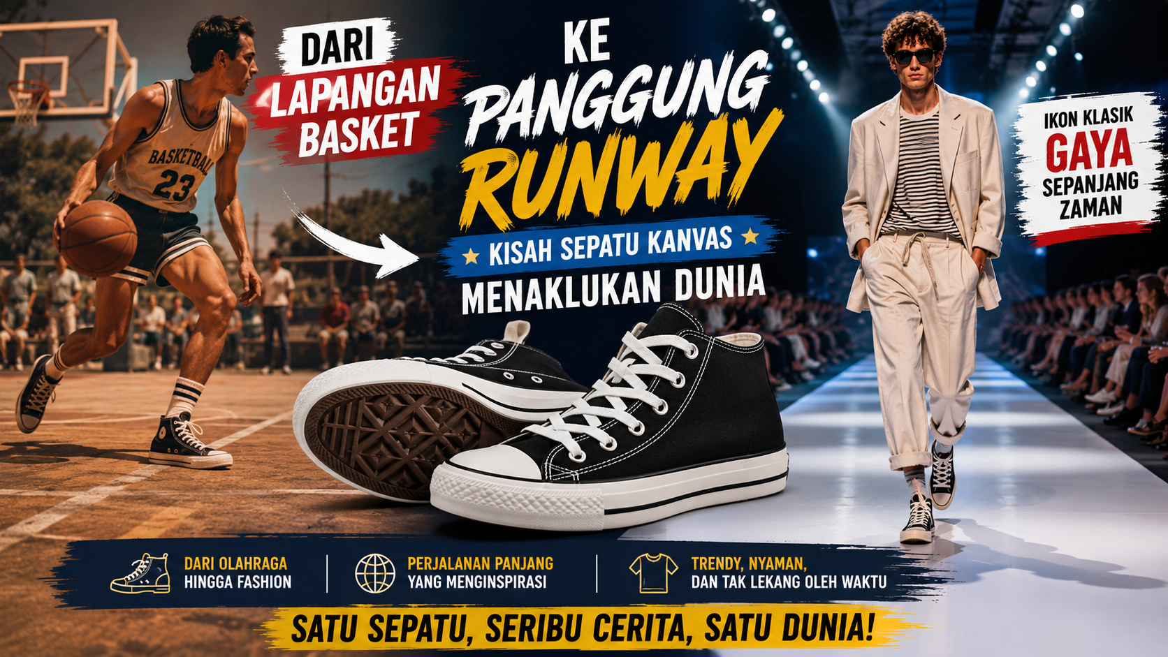 Dari Lapangan Basket ke Panggung Runway: Kisah Sepatu Kanvas Menaklukkan Dunia Fashion