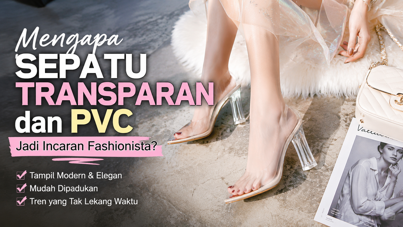 tren sepatu transparan