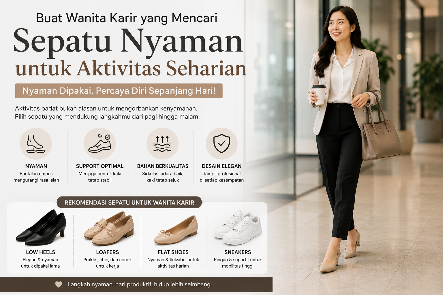 Sepatu Nyaman untuk Wanita Karier: Kunci Tetap Produktif dan Stylish Seharian