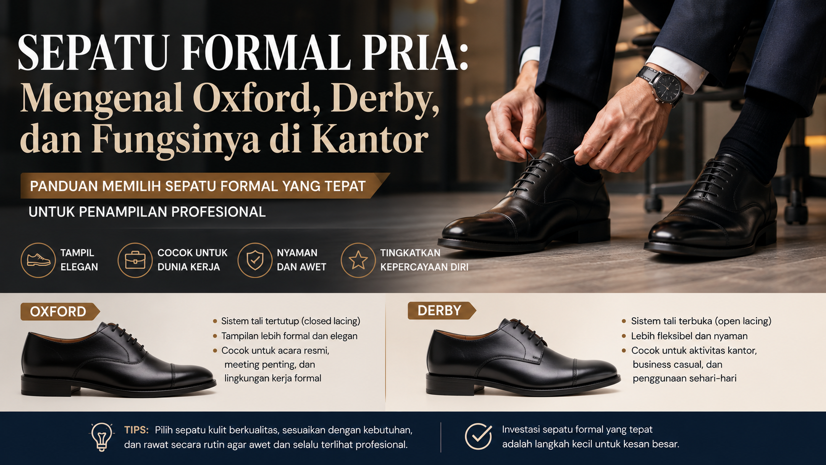 Oxford atau Derby? Ini Cara Memilih Sepatu Formal Pria Sesuai Kebutuhan