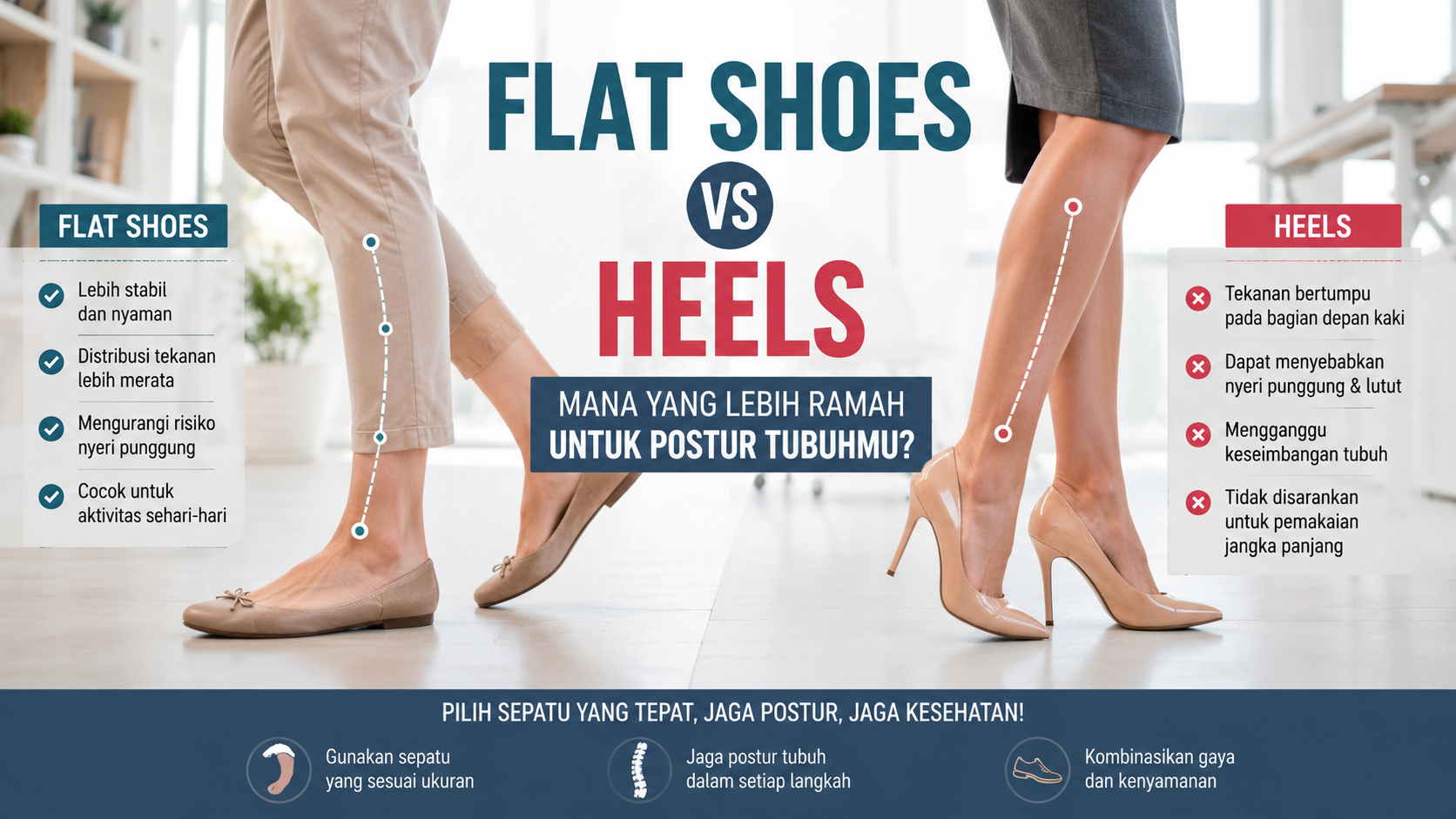 Flat Shoes vs Heels: Mana yang Lebih Ramah untuk Postur Tubuh dan Kesehatan Kaki?