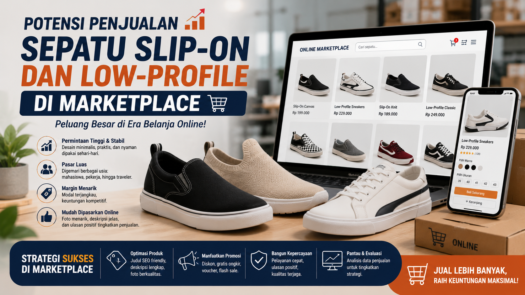 Penjualan Sepatu Slip-On dan Low-Profile di Marketplace
