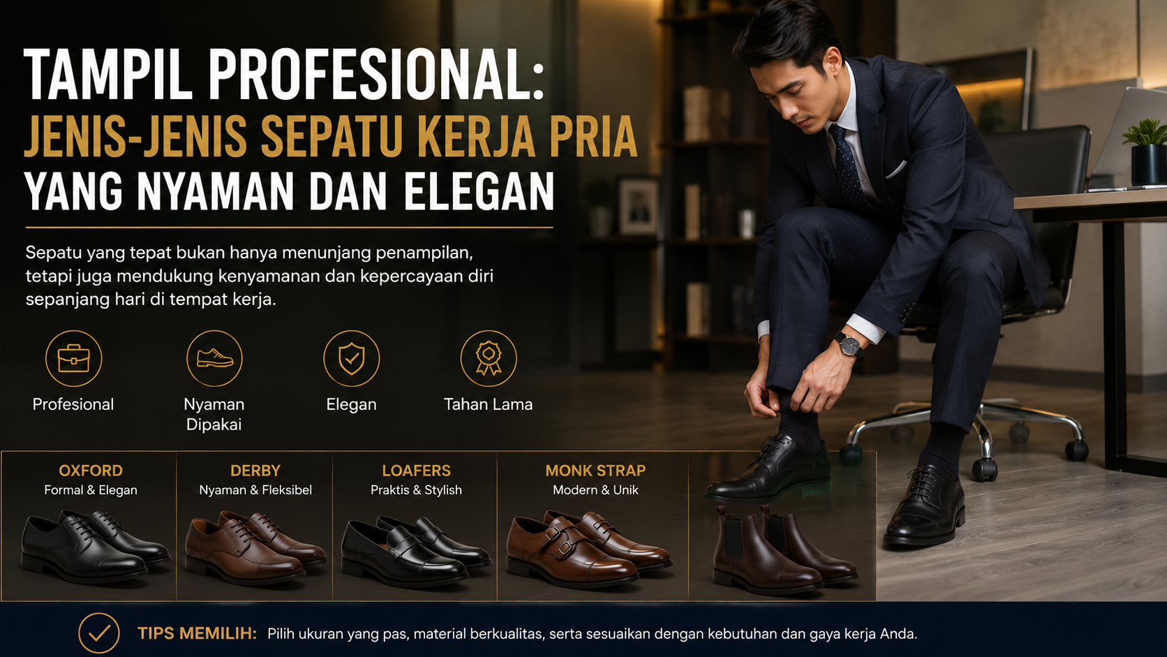 Rahasia Tampil Profesional Berawal dari Sepatu Kerja yang Tepat