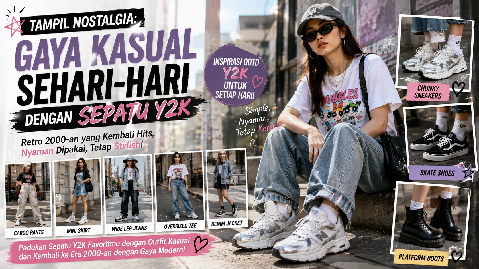 7 Cara Memadukan Sepatu Y2K untuk Outfit Kasual Sehari-hari