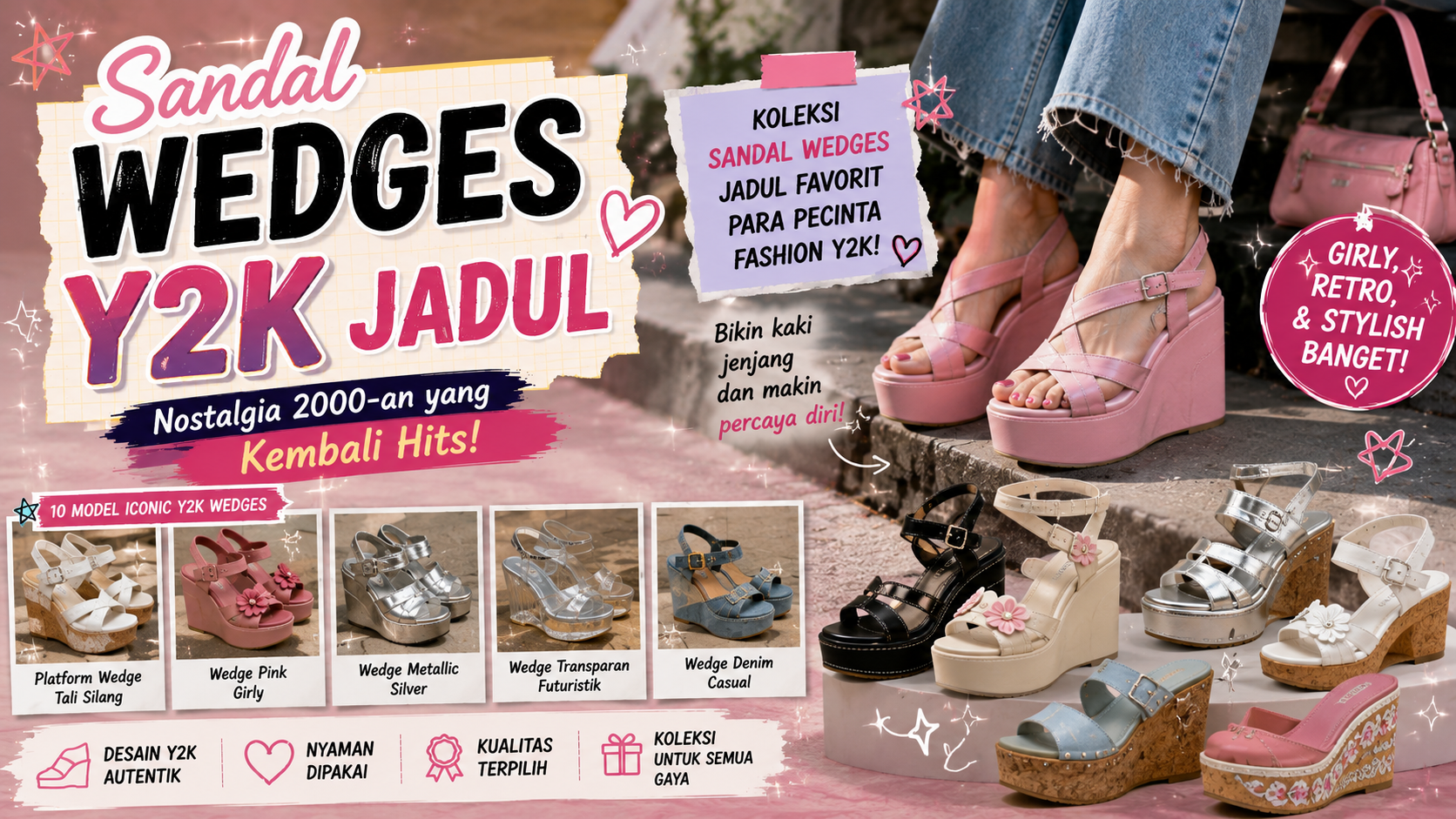 sandal wedges Y2K