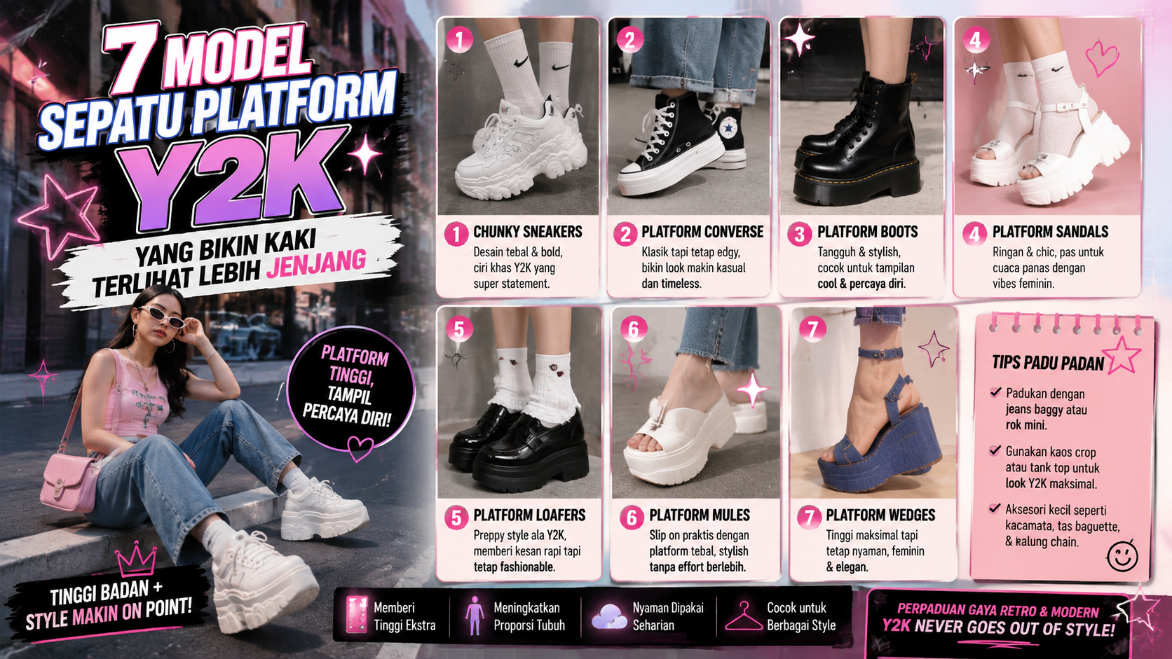 model sepatu platform Y2K yang bikin kaki jenjang