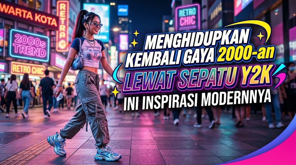 Sepatu Y2K bergaya retro dengan desain modern yang terinspirasi fashion tahun 2000-an.